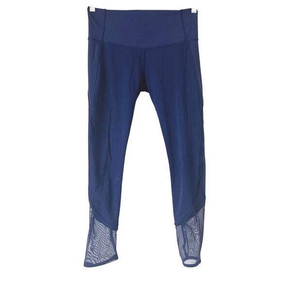 Lululemon Pace Rival Crop Leggings Women’s 8 Blue Mesh 25” Inseam